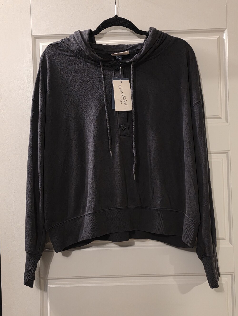 Cozy Hooded Pullover Sweatshirt - Charcoal Size XL